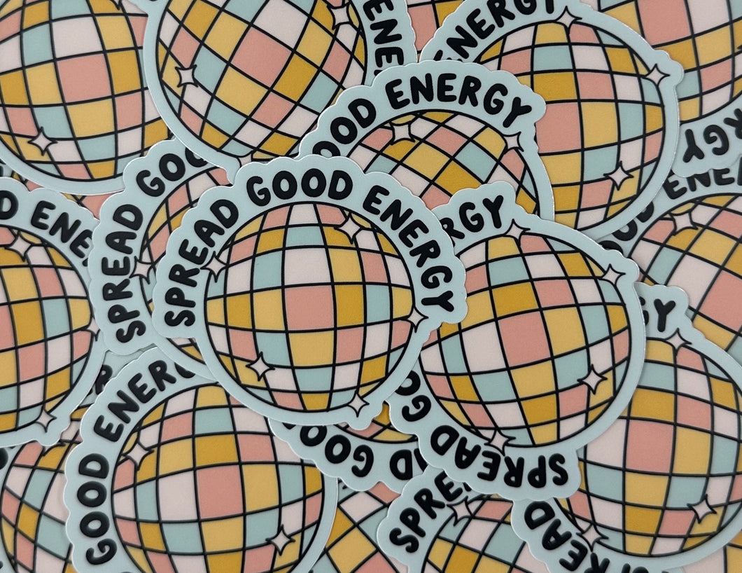 Spread Good Energy Disco Ball Sticker