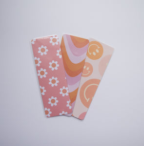 Pink Groovy Bookmark Set | Set of 3 Laminated Bookmarks