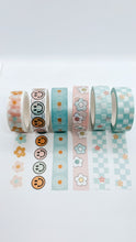 Load image into Gallery viewer, Teal Checkered Flower Washi Tape
